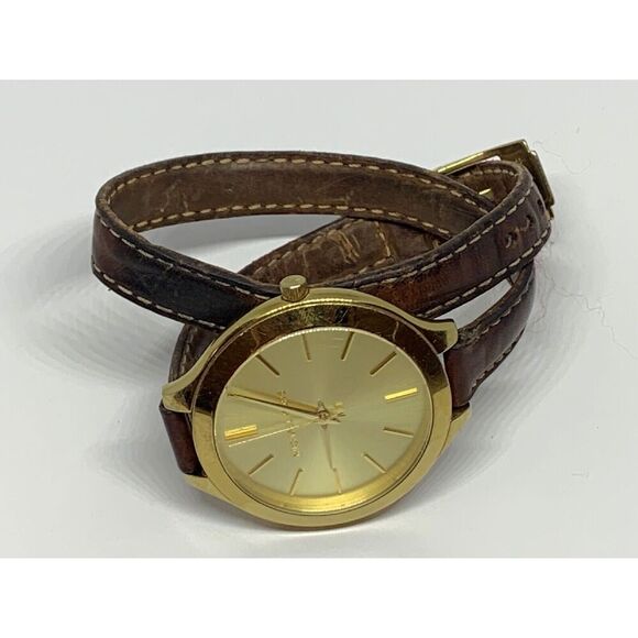 Michael Kors MK2256 Women's Brown Leather Analog Dial Quartz Wrist Watch GE165 - Picture 7 of 11